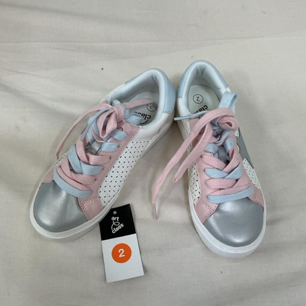 Art Class Kids Sneakers | Size 2 | Pink, Silver & White | NWT ✨👟
